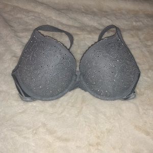 Silver push up bra